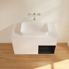 Тумба під раковину Villeroy & Boch Finion 100х50,1 см із підсвічуванням МДФ білий матовий лак/скло біле матове G661PDMT