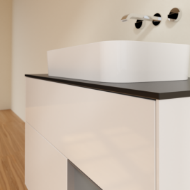 Тумба под раковину Villeroy & Boch Finion 100х50,1 см с подсветкой МДФ глянцевый белый лак/стекло черное матовое G662GKGF