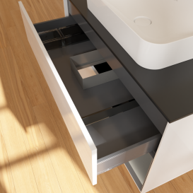 Тумба под раковину Villeroy & Boch Finion 100х50,1 см с подсветкой МДФ глянцевый белый лак/стекло черное матовое G662GKGF