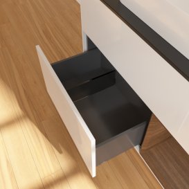 Тумба під раковину Villeroy & Boch Finion 100х50,1 см з підсвіткою МДФ білий глянцевий лак/скло чорне матове G662GNGF