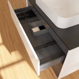 Тумба під раковину Villeroy & Boch Finion 100х50,1 см із підсвічуванням МДФ білий матовий лак/скло чорне матове G662GNMT