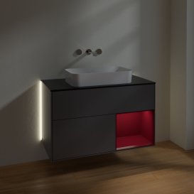 Тумба під раковину Villeroy & Boch Finion 100х50,1 см з підсвічуванням МДФ антрацит матовий лак/скло чорне матове G662HBGK