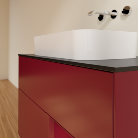 Тумба під раковину Villeroy & Boch Finion 100х50,1 см з підсвічуванням МДФ півонія матовий лак/скло чорне матове G662HBHB