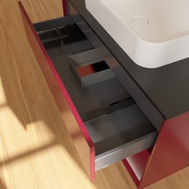 Тумба під раковину Villeroy & Boch Finion 100х50,1 см з підсвічуванням МДФ півонія матовий лак/скло чорне матове G662HBHB