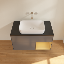 Тумба під раковину Villeroy & Boch Finion 100х50,1 см з підсвічуванням МДФ антрацит матовий лак/скло чорне матове G662HFGK