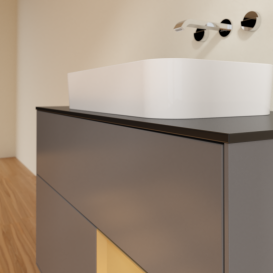 Тумба под раковину Villeroy & Boch Finion 100х50,1 см с подсветкой МДФ антрацит матовый лак/стекло черное матовое G662HFGK