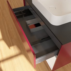 Тумба под раковину Villeroy & Boch Finion 100х50,1 см с подсветкой МДФ пион матовый лак/стекло черное матовое G662MTHB