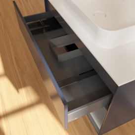 Тумба под раковину Villeroy & Boch Finion 100х50,1 см с подсветкой МДФ темно-синий матовый лак/стекло белое матовое G661GKHG