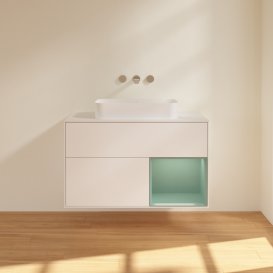 Тумба під раковину Villeroy & Boch Finion 100х50,1 см із підсвічуванням МДФ білий матовий лак/скло біле матове G661GMMT