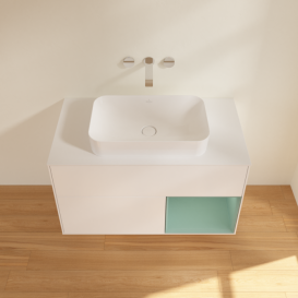 Тумба під раковину Villeroy & Boch Finion 100х50,1 см із підсвічуванням МДФ білий матовий лак/скло біле матове G661GMMT