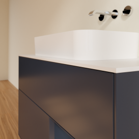 Тумба під раковину Villeroy & Boch Finion 100х50,1 см із підсвічуванням МДФ темно-синій матовий лак/скло біле матове G661HGHG