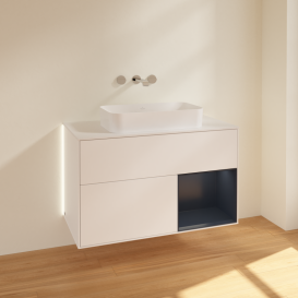 Тумба під раковину Villeroy & Boch Finion 100х50,1 см із підсвічуванням МДФ білий матовий лак/скло біле матове G661HGMT