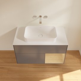 Тумба под раковину Villeroy & Boch Finion 100х50,1 см с подсветкой МДФ антрацит матовый лак/стекло белое матовое G661PCGK