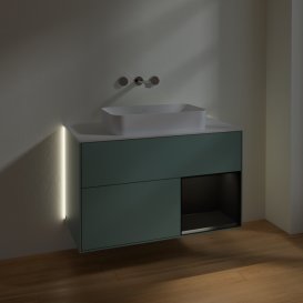 Тумба під раковину Villeroy & Boch Finion 100х50,1 см із підсвічуванням МДФ оливковий матовий лак/скло біле матове G661PDGM