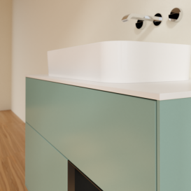 Тумба під раковину Villeroy & Boch Finion 100х50,1 см із підсвічуванням МДФ оливковий матовий лак/скло біле матове G661PDGM