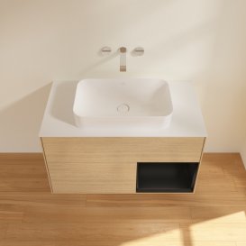 Тумба під раковину Villeroy & Boch Finion 100х50,1 см із підсвічуванням МДФ шпон дуба/скло біле матове G661PDPC