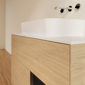 Тумба під раковину Villeroy & Boch Finion 100х50,1 см із підсвічуванням МДФ шпон дуба/скло біле матове G661PDPC