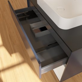 Тумба під раковину Villeroy & Boch Finion 100х50,1 см із підсвічуванням МДФ темно-синій матовий лак/скло чорне матове G662GFHG