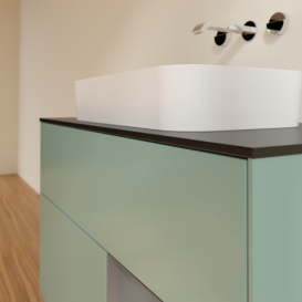 Тумба под раковину Villeroy & Boch Finion 100х50,1 см с подсветкой МДФ оливковый матовый лак/стекло черное матовое G662GKGM