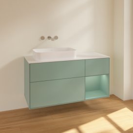 Тумба под раковину Villeroy & Boch Finion 120х50,1 см с подсветкой МДФ оливковый матовый лак/стекло белое матовое F691GMGM