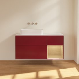 Тумба под раковину Villeroy & Boch Finion 120х50,1 см с подсветкой МДФ пион матовый лак/стекло белое матовое F691PCHB