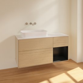 Тумба под раковину Villeroy & Boch Finion 120х50,1 см с подсветкой МДФ шпон дуба/стекло белое матовое F691PDPC