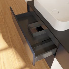 Тумба під раковину Villeroy & Boch Finion 120х50,1 см із підсвічуванням МДФ темно-синій матовий лак/скло чорне матове F692GFHG