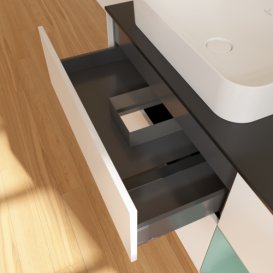 Тумба під раковину Villeroy & Boch Finion 120х50,1 см із підсвічуванням МДФ білий матовий лак/скло чорне матове F692GMMT