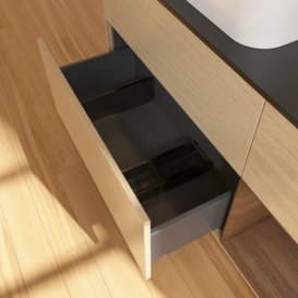 Тумба под раковину Villeroy & Boch Finion 120х50,1 см с подсветкой МДФ шпон дуба/стекло черное матовое F692GNPC