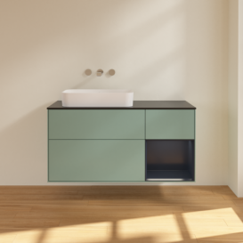 Тумба под раковину Villeroy & Boch Finion 120х50,1 см с подсветкой МДФ оливковый матовый лак/стекло черное матовое F692HGGM