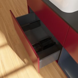 Тумба під раковину Villeroy & Boch Finion 120х50,1 см з підсвічуванням МДФ півонія матовий лак/скло чорне матове F692HGHB