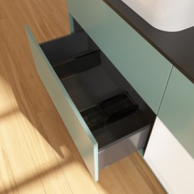 Тумба під раковину Villeroy & Boch Finion 120х50,1 см із підсвічуванням МДФ оливковий матовий лак/скло чорне матове F692MTGM