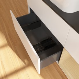 Тумба під раковину Villeroy & Boch Finion 120х50,1 см із підсвічуванням МДФ білий матовий лак/скло чорне матове F692PCMT