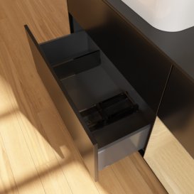 Тумба под раковину Villeroy & Boch Finion 120х50,1 см с подсветкой МДФ черный матовый лак/стекло черное матовое F692PCPD