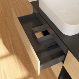 Тумба под раковину Villeroy & Boch Finion 120х50,1 см с подсветкой МДФ шпон дуба/стекло черное матовое F692PDPC