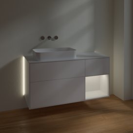 Тумба под раковину Villeroy & Boch Finion 120х50,1 см с подсветкой МДФ белый матовый лак/стекло белое матовое G691GFMT
