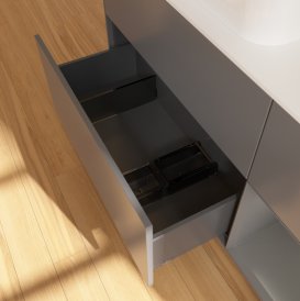 Тумба під раковину Villeroy & Boch Finion 120х50,1 см з підсвічуванням антрацит матовий лак/скло біле матове G691GKGK