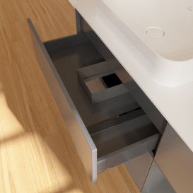 Тумба під раковину Villeroy & Boch Finion 120х50,1 см з підсвічуванням антрацит матовий лак/скло біле матове G691GKGK