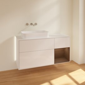 Тумба під раковину Villeroy & Boch Finion 120х50,1 см з підсвіткою МДФ білий глянцевий лак/скло біле матове G691GNGF