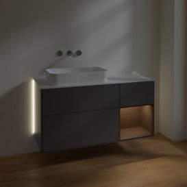 Тумба под раковину Villeroy & Boch Finion 120х50,1 см с подсветкой МДФ антрацит матовый лак/стекло белое матовое G691GNGK