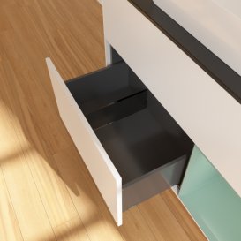 Тумба під раковину Villeroy & Boch Finion 100х50,1 см із підсвічуванням МДФ білий матовий лак/скло чорне матове G662GMMT