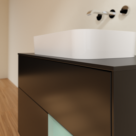 Тумба під раковину Villeroy & Boch Finion 100х50,1 см із підсвічуванням МДФ чорний матовий лак/скло чорне матове G662GMPD