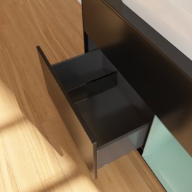 Тумба під раковину Villeroy & Boch Finion 100х50,1 см із підсвічуванням МДФ чорний матовий лак/скло чорне матове G662GMPD