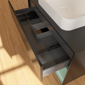 Тумба під раковину Villeroy & Boch Finion 100х50,1 см із підсвічуванням МДФ чорний матовий лак/скло чорне матове G662GMPD