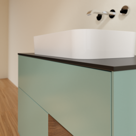 Тумба під раковину Villeroy & Boch Finion 100х50,1 см із підсвічуванням МДФ оливковий матовий лак/скло чорне матове G662GNGM