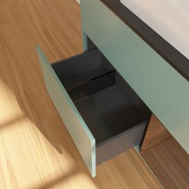 Тумба під раковину Villeroy & Boch Finion 100х50,1 см із підсвічуванням МДФ оливковий матовий лак/скло чорне матове G662GNGM