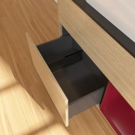 Тумба під раковину Villeroy & Boch Finion 100х50,1 см із підсвічуванням МДФ шпон дуба/скло чорне матове G662HBPC