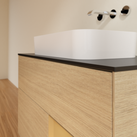 Тумба под раковину Villeroy & Boch Finion 100х50,1 см с подсветкой МДФ шпон дуба/стекло черное матовое G662HFPC