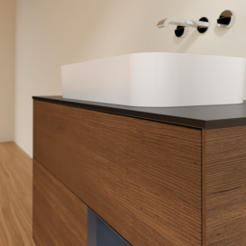 Тумба под раковину Villeroy & Boch Finion 100х50,1 см с подсветкой МДФ шпон грецкого ореха/стекло черное матовое G662HGGN