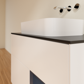 Тумба під раковину Villeroy & Boch Finion 100х50,1 см із підсвічуванням МДФ білий матовий лак/скло чорне матове G662HGMT